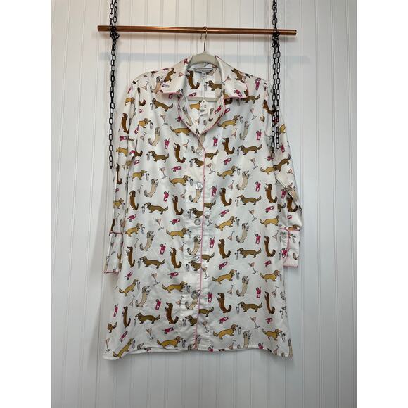 Toss Designs Womens Sleep Shirt Hayden Gresak illustrated Cocktails Weenies S M - Picture 1 of 5
